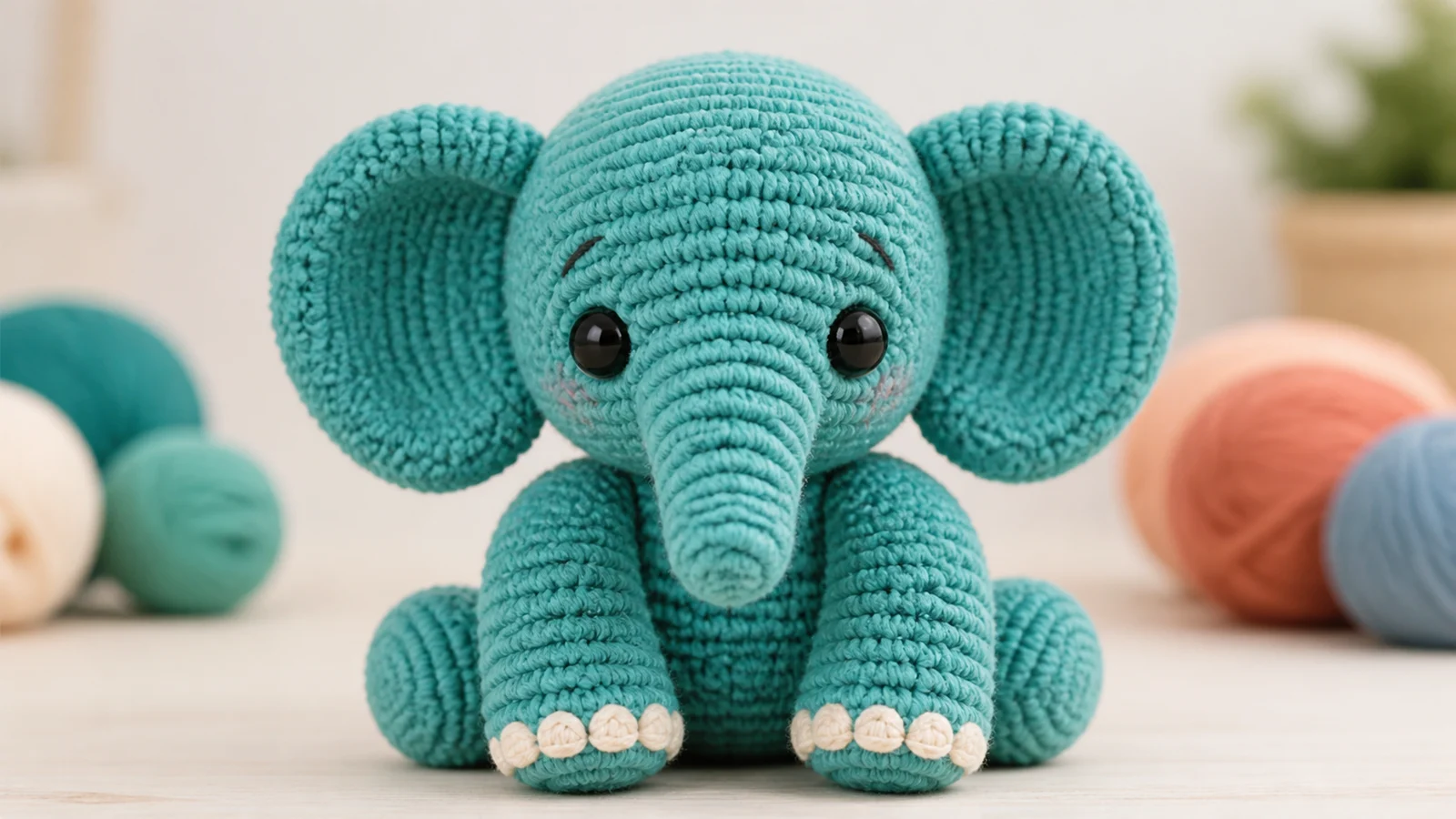 3D crochet pattern generator preview for a teal elephant crochet plush