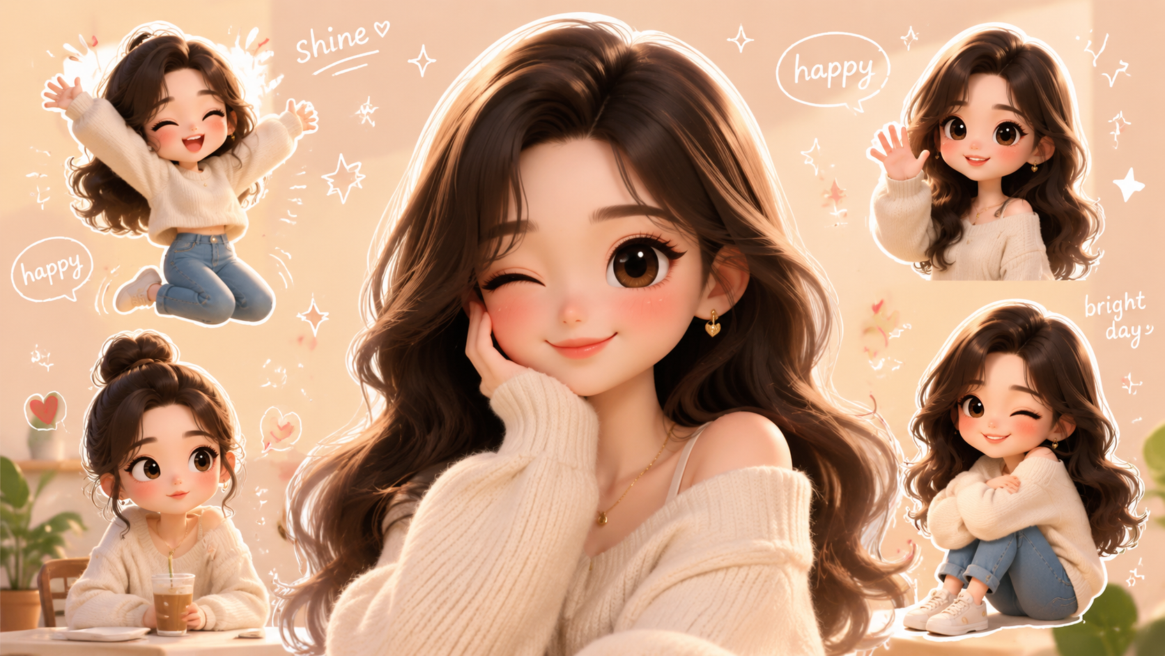 3D chibi-style character animation with multiple motion directions