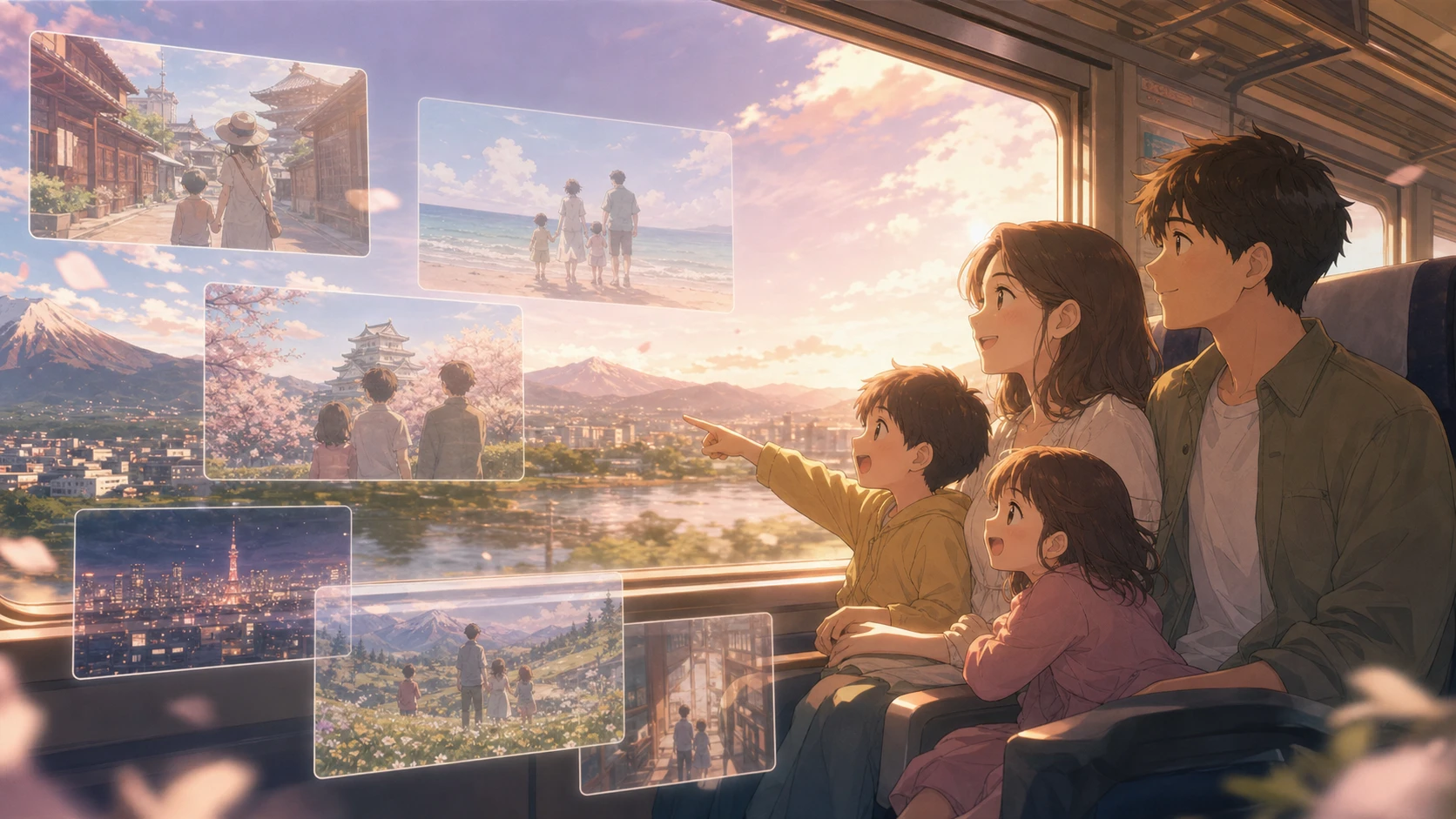Create video from photos anime family travel montage