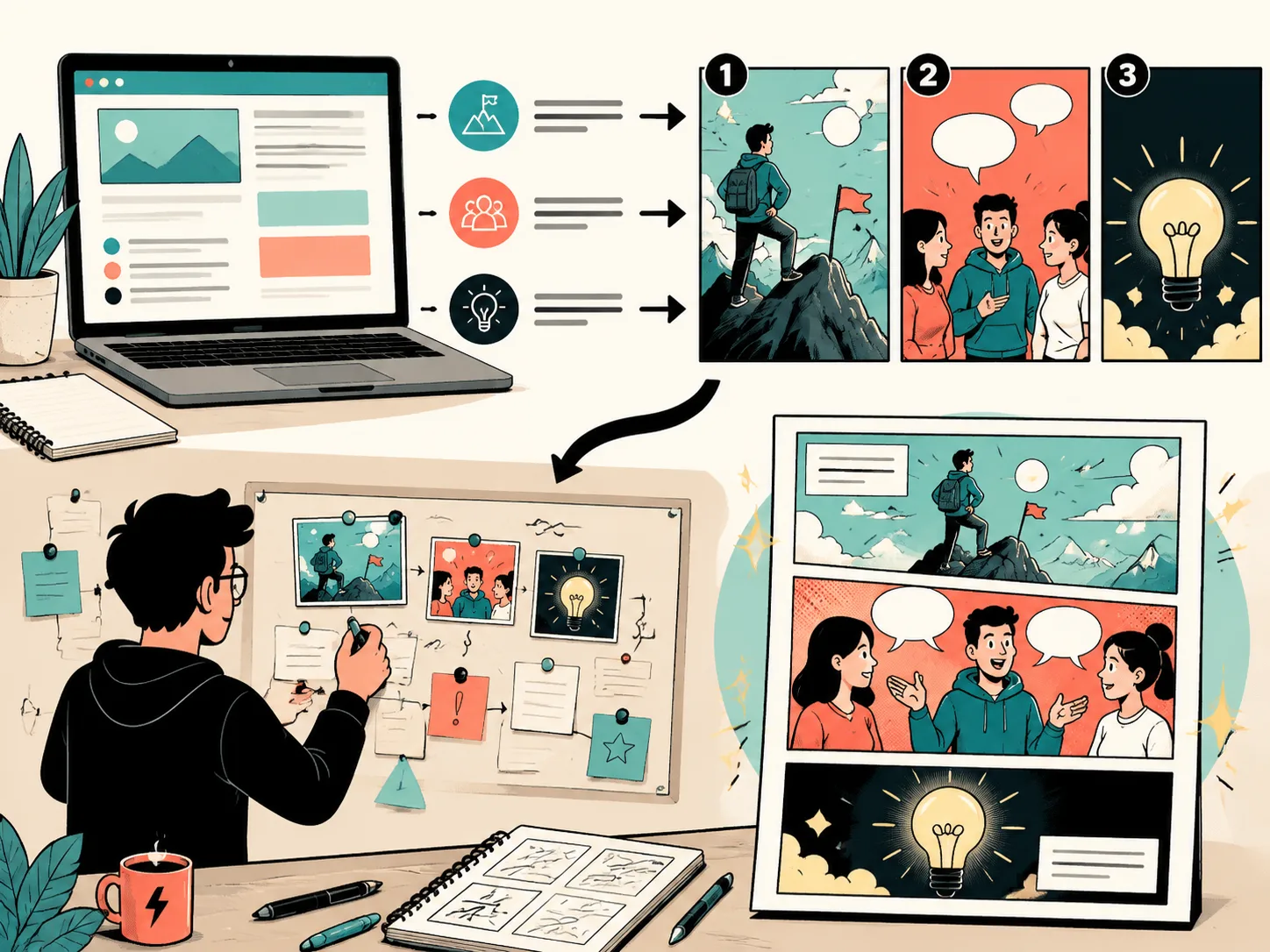 Mood-driven webpage to comic storyboard