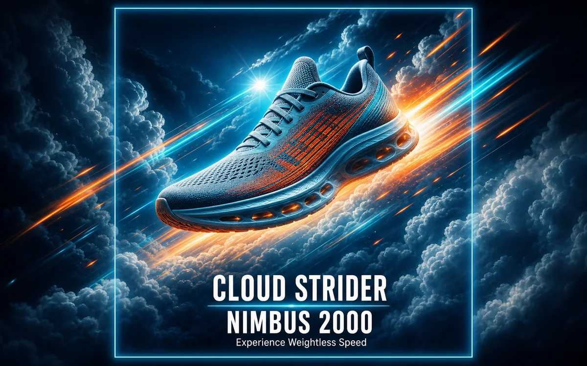 Performance sneaker poster generated with confident motion graphics
