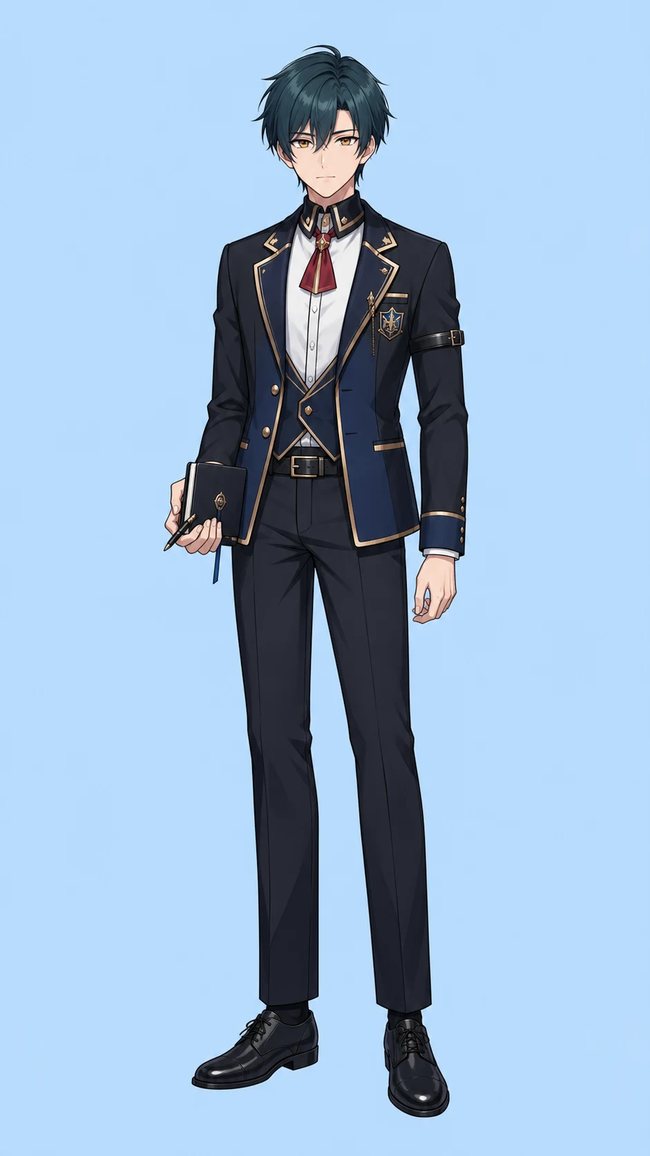 Yandere simulator boy oc maker preview with one original male academy OC on a solid blue background